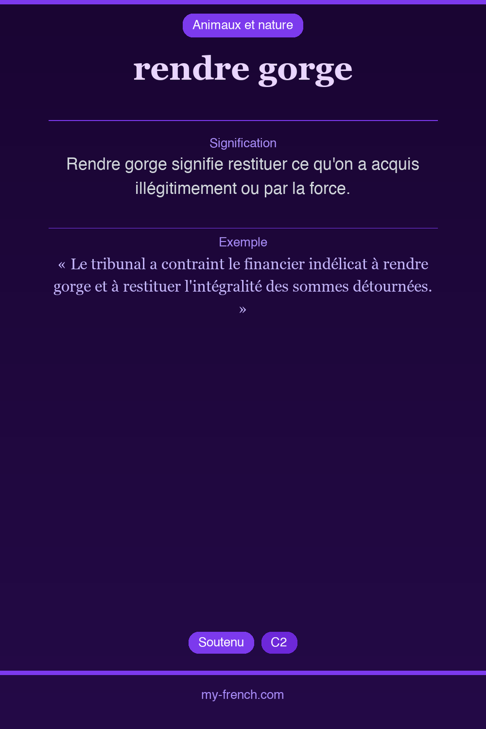 rendre gorge : que veut dire cette expression ?