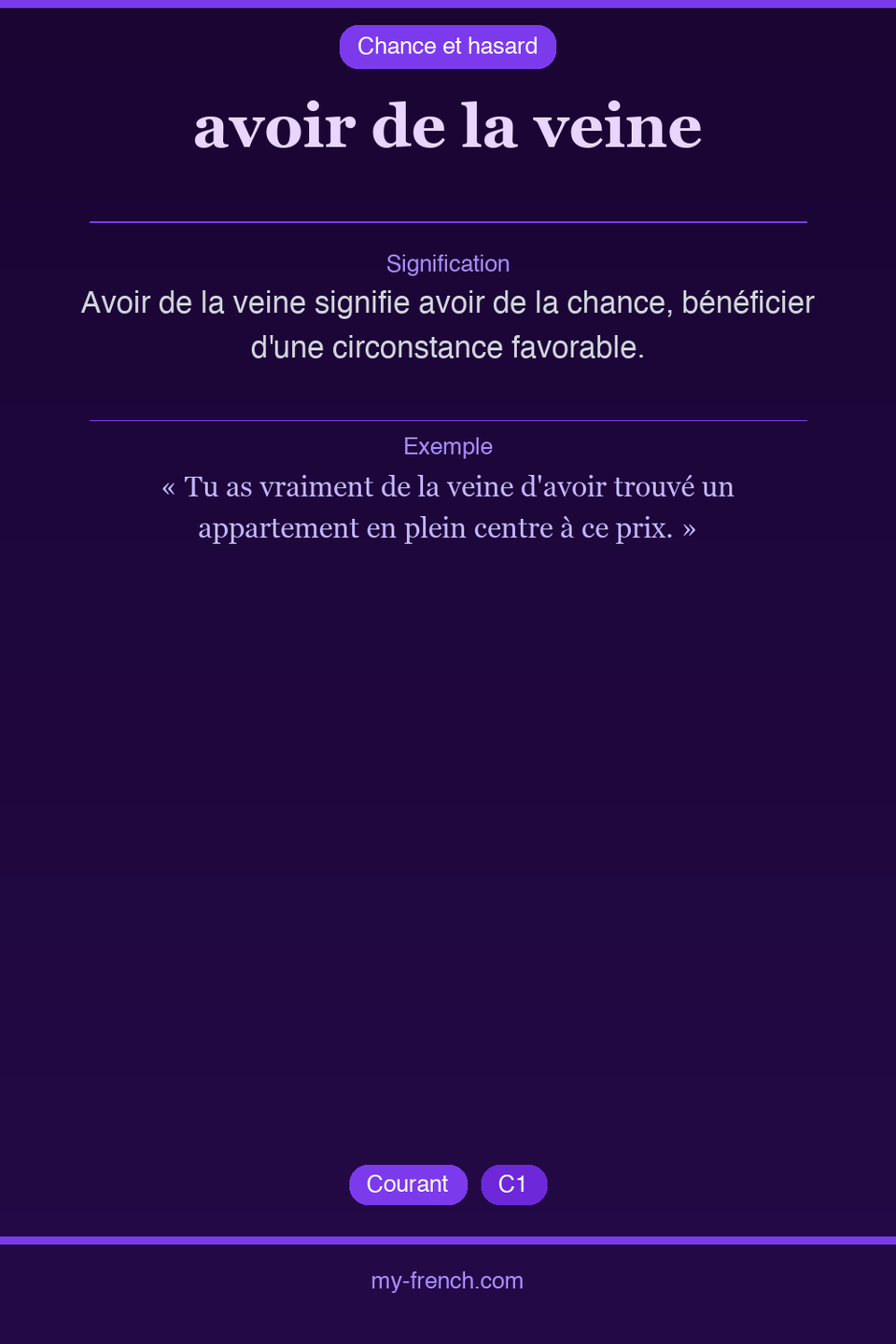 avoir de la veine : que veut dire cette expression ?