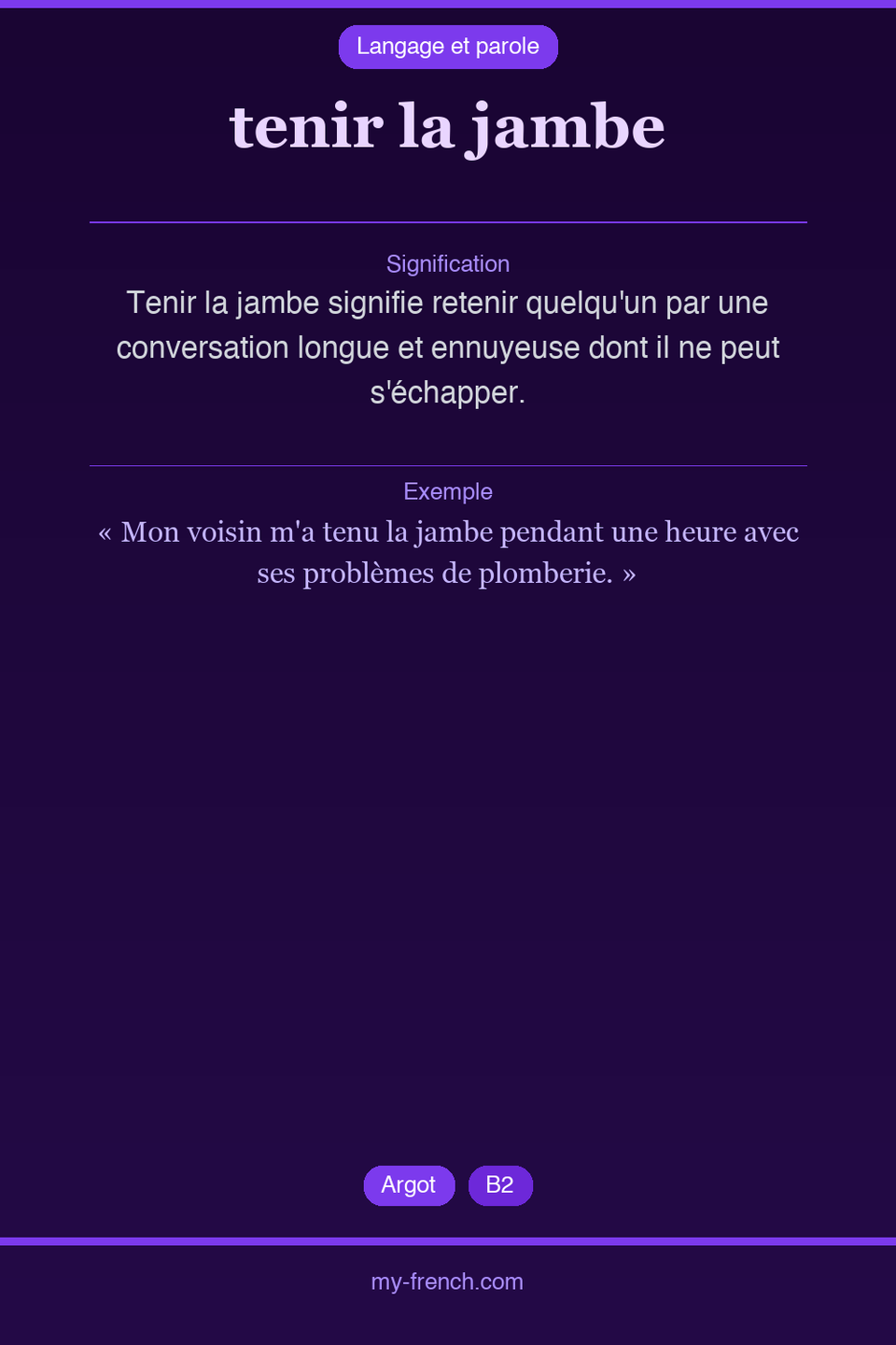 tenir la jambe : que veut dire cette expression ?