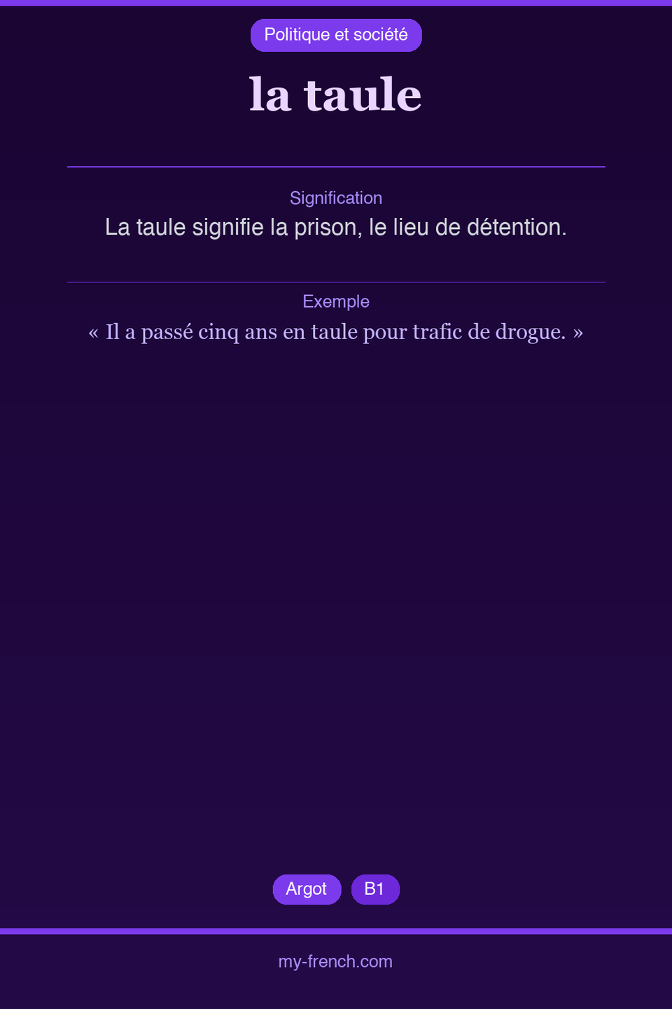 la taule : que veut dire cette expression ?