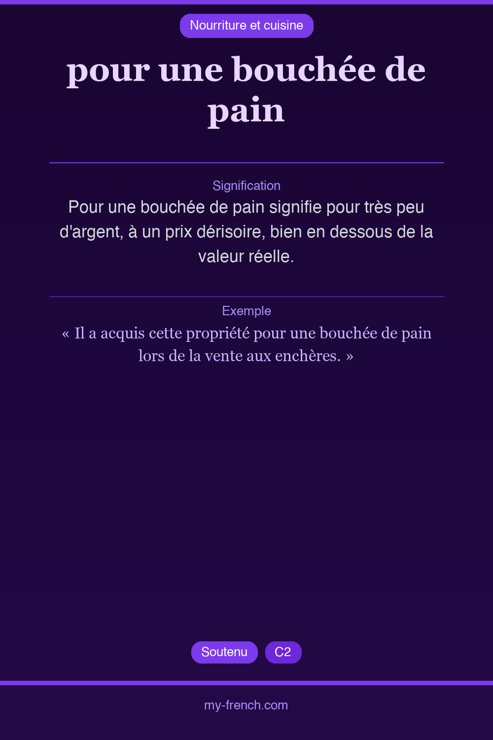 pour une bouchée de pain : que veut dire cette expression ?