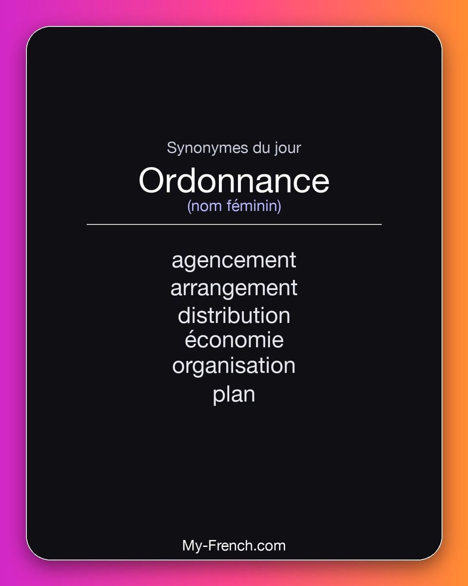 Synonymes de « ordonnance »