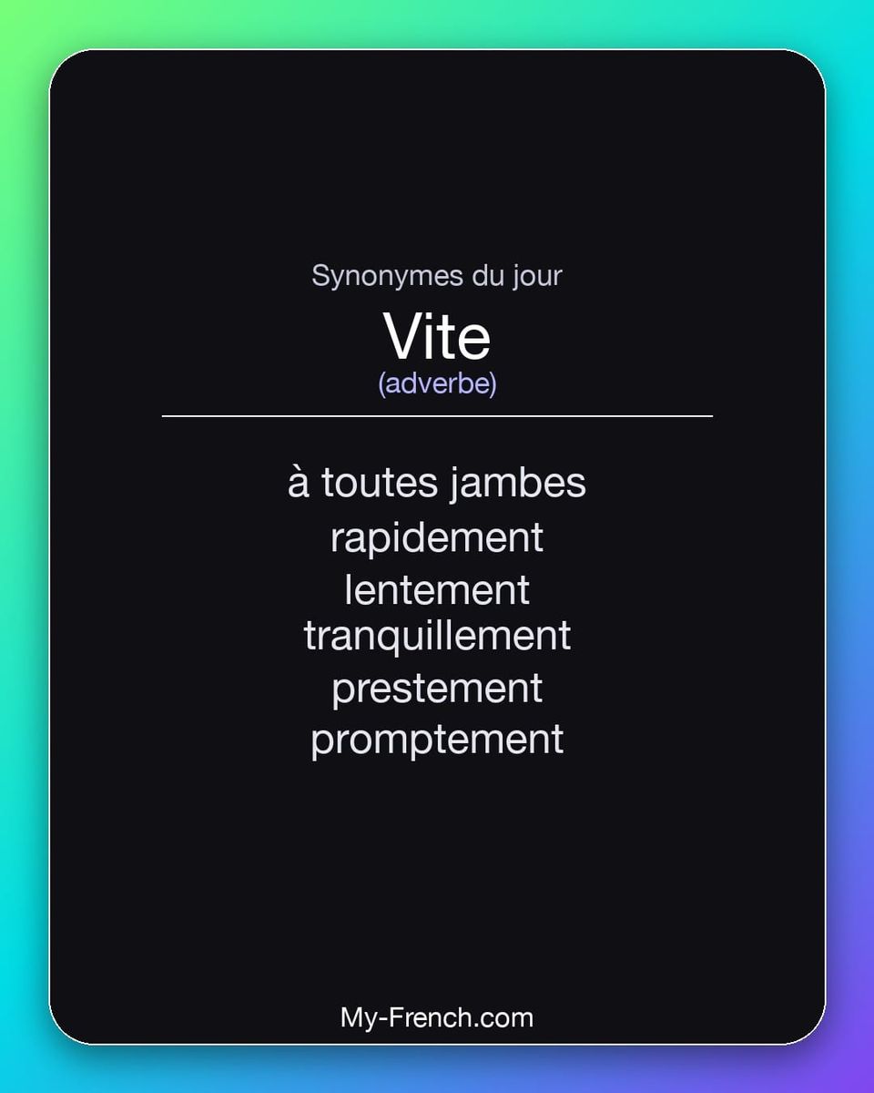 Synonymes de « vite »