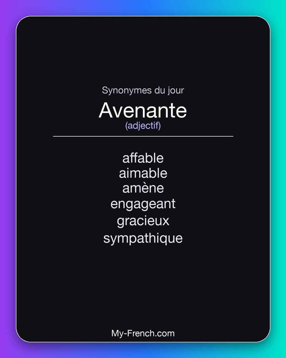 Synonymes de « avenante »