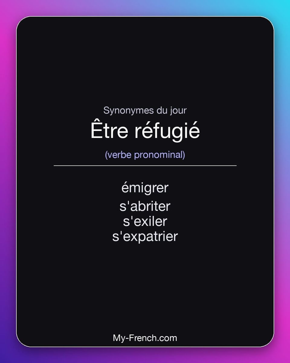 Synonymes de « être réfugié »