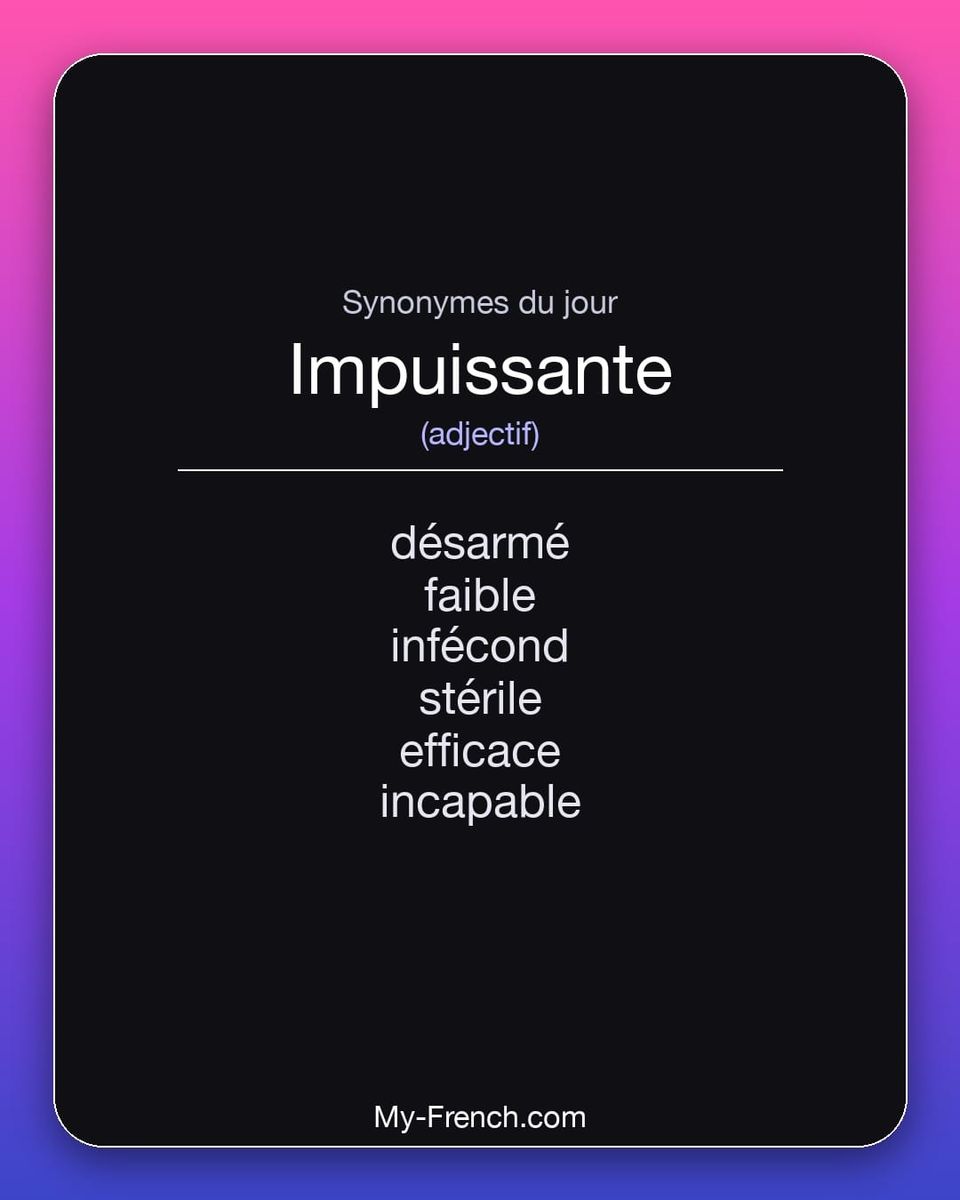 Synonymes de « impuissante »