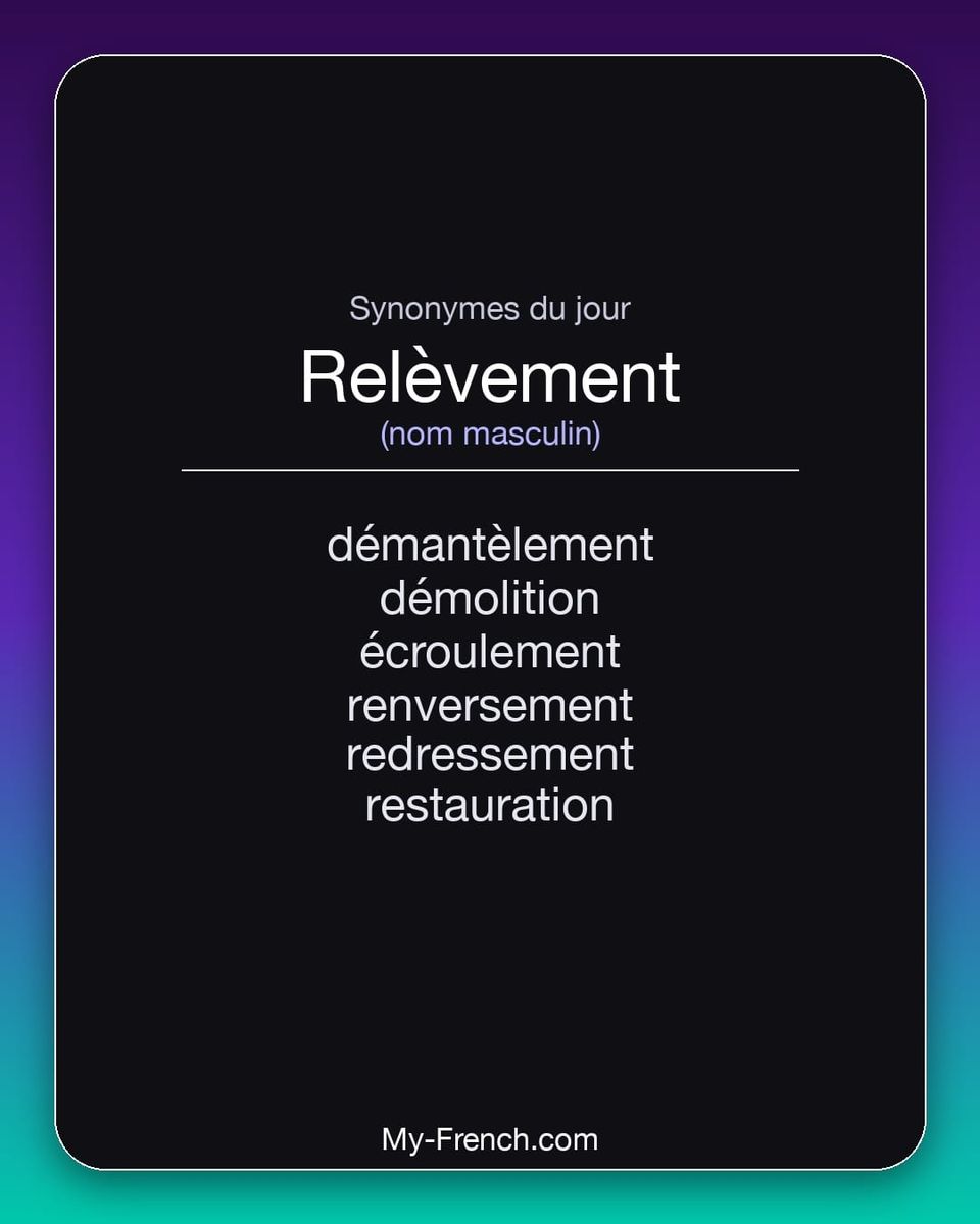 Synonymes de « relèvement »