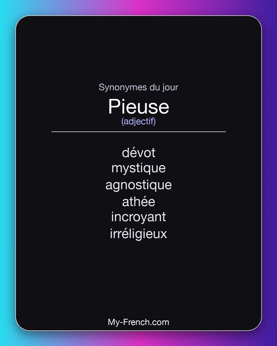 Synonymes de « pieuse »
