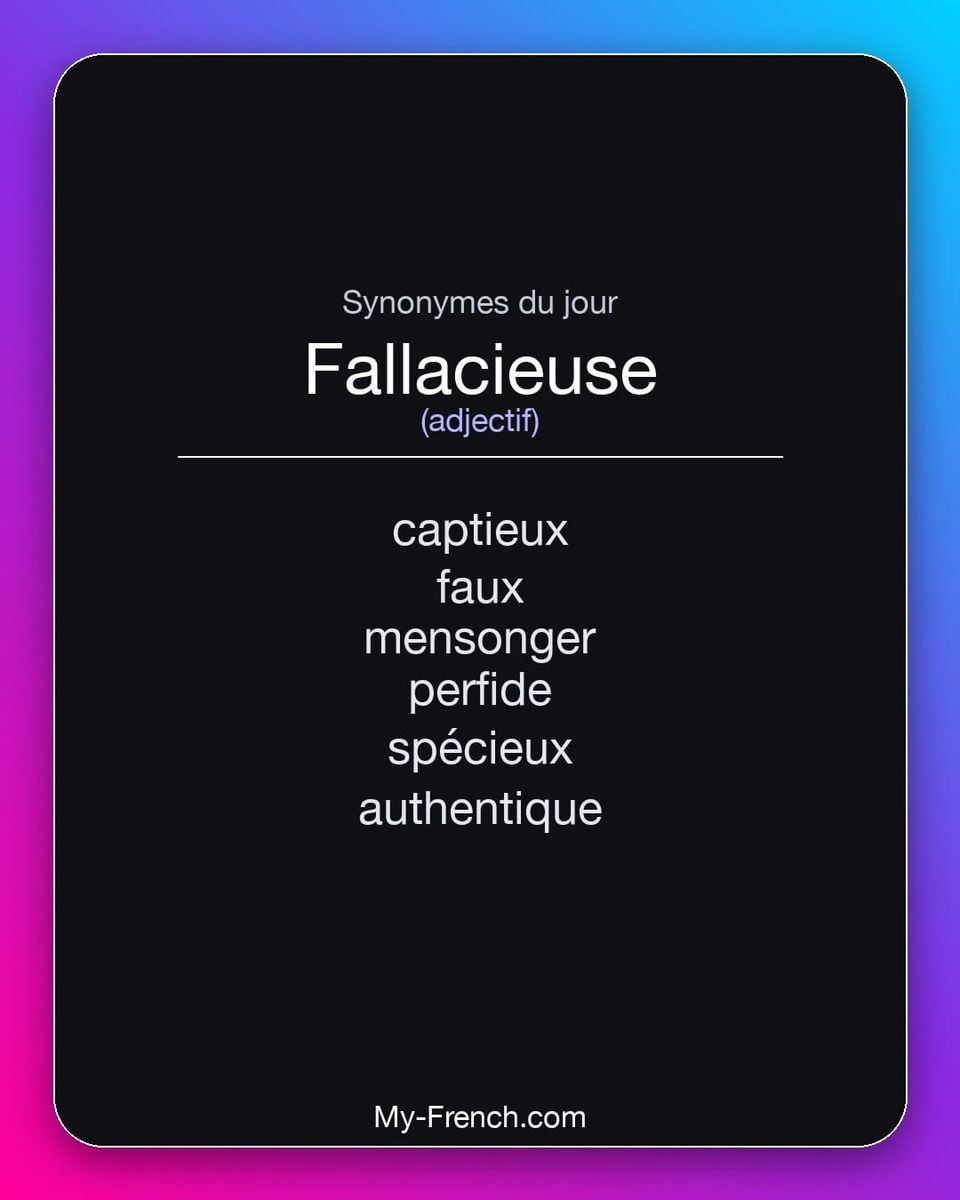 Synonymes de « fallacieuse »