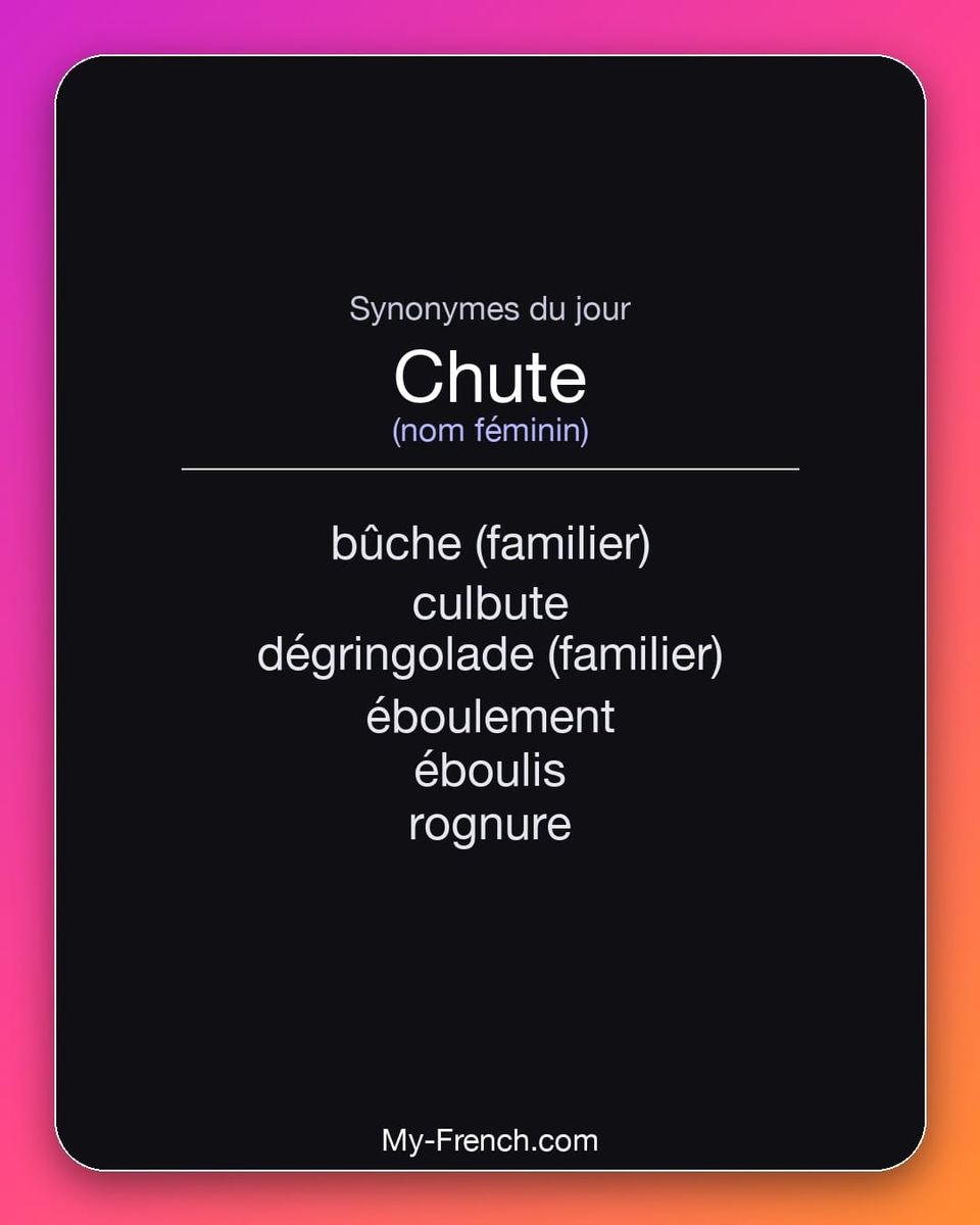 Synonymes de « chute »