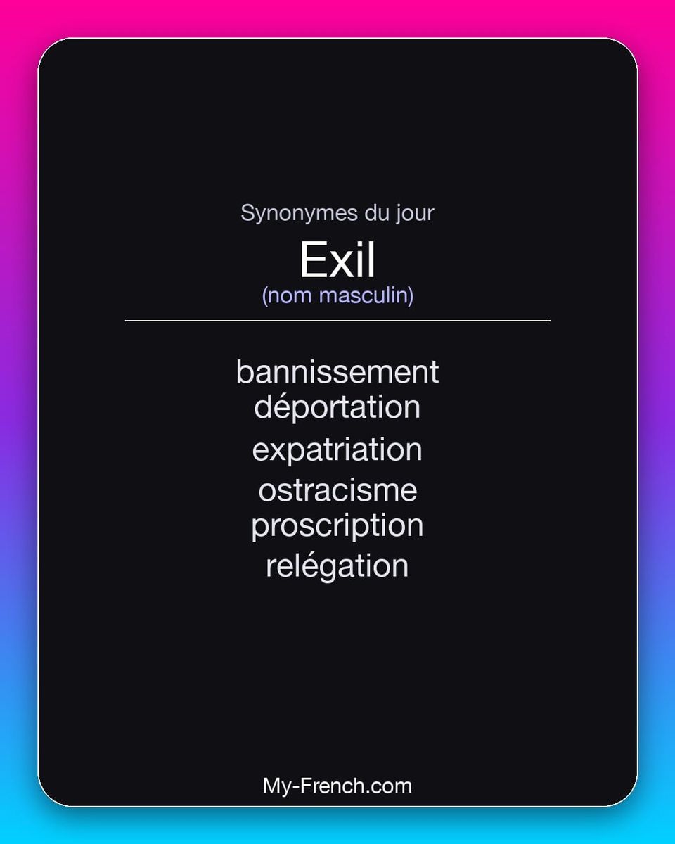 Synonymes de « exil »