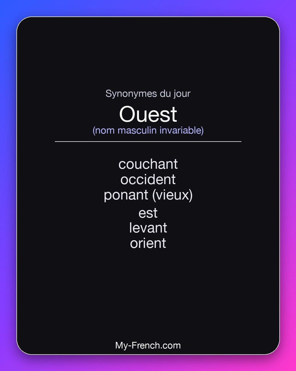Synonymes de « ouest »