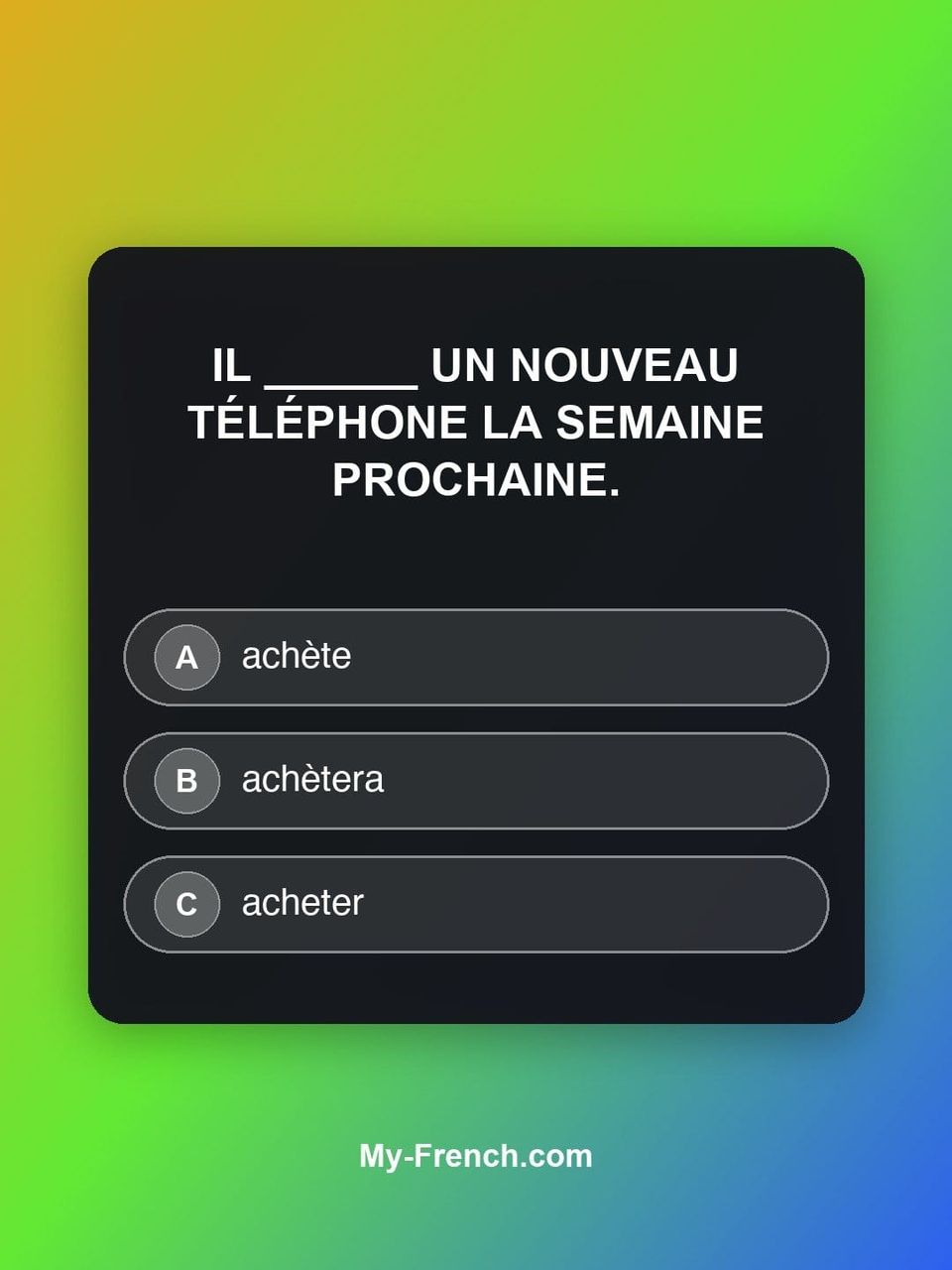 Quiz de français — Niveau A1 : Il ______ un nouveau téléphone la semaine prochaine.