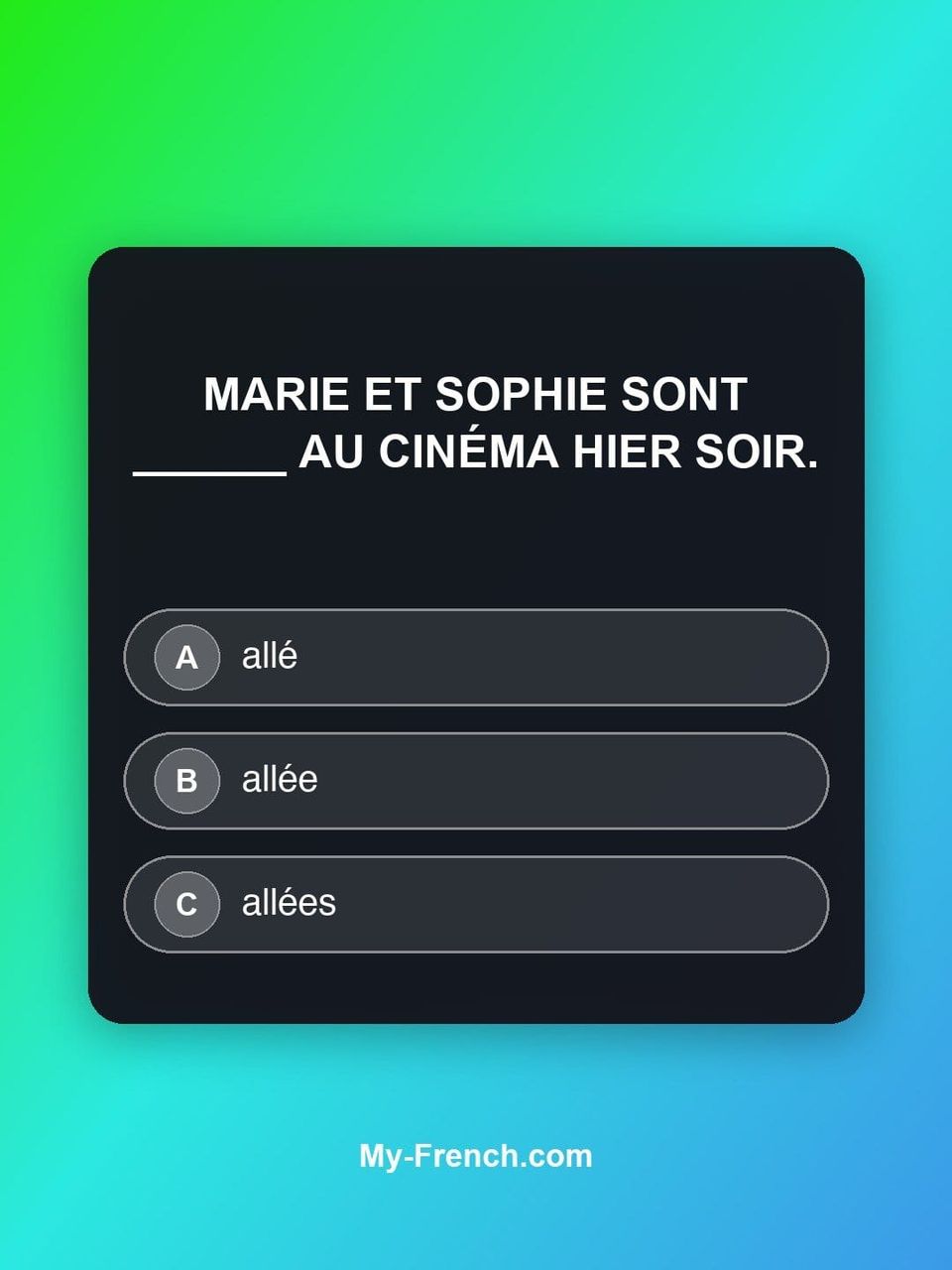 Quiz de français — Niveau B1 : Marie et Sophie sont ______ au cinéma hier soir.