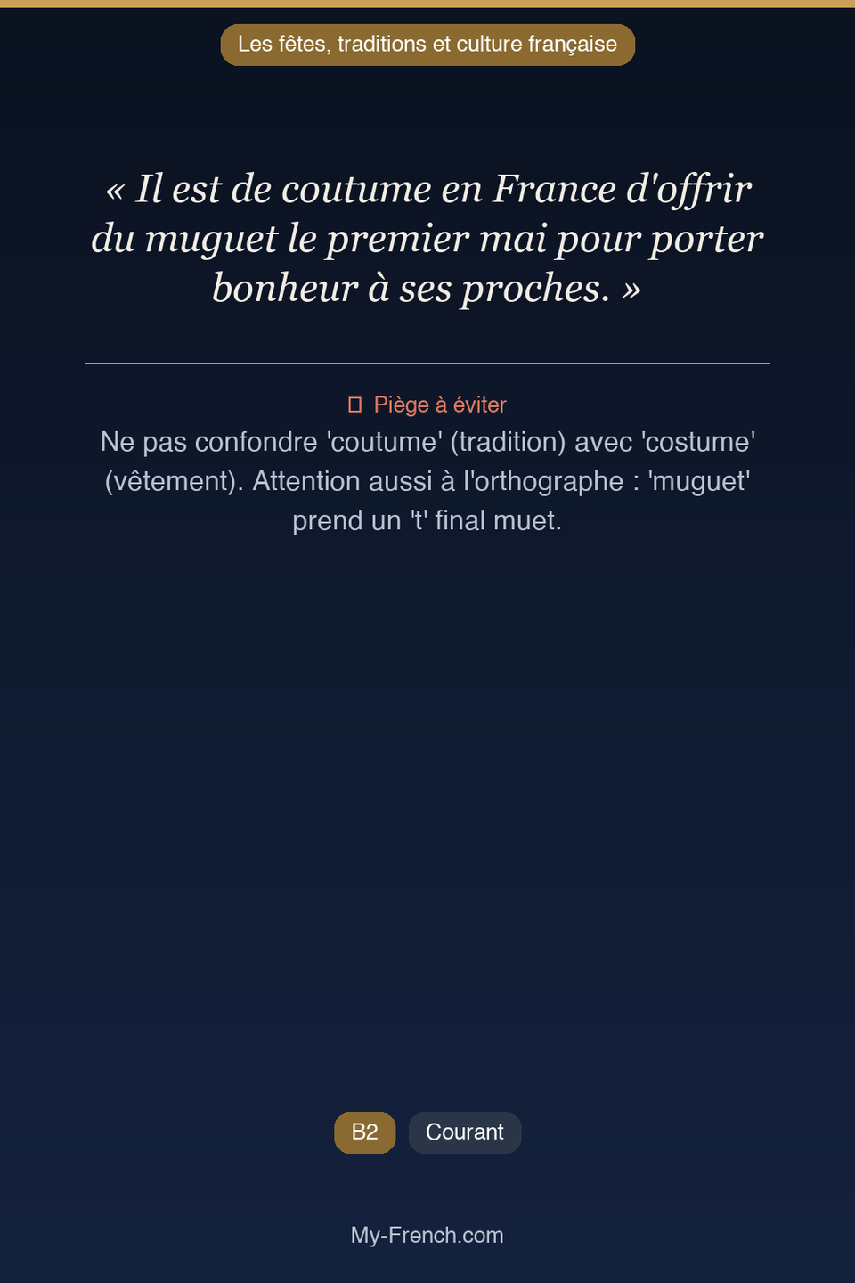 Français des affaires : « Il est de coutume en France d'offrir du muguet le premier mai pour por »
