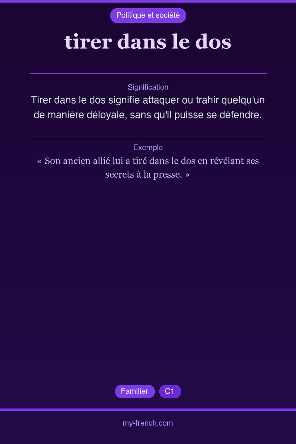 tirer dans le dos : que veut dire cette expression ?