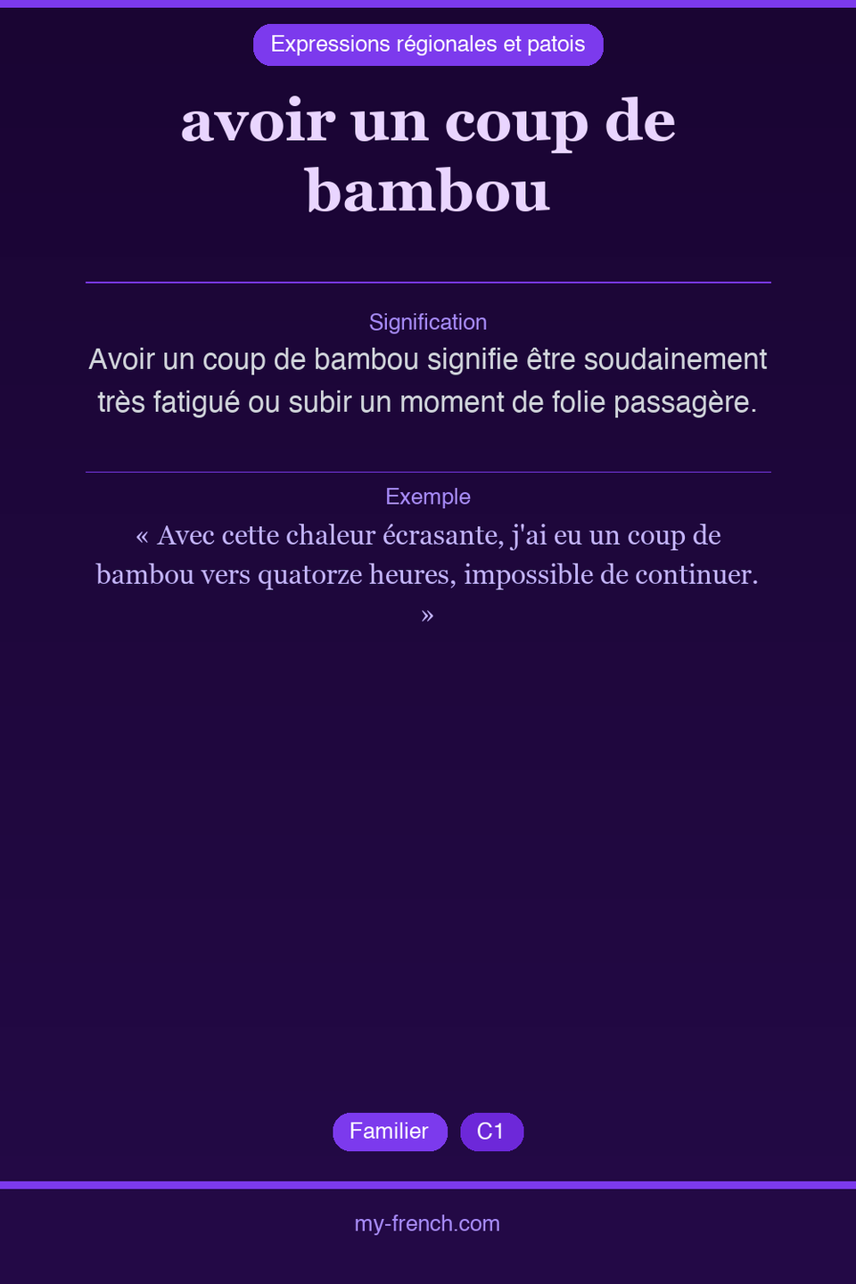 avoir un coup de bambou : que veut dire cette expression ?