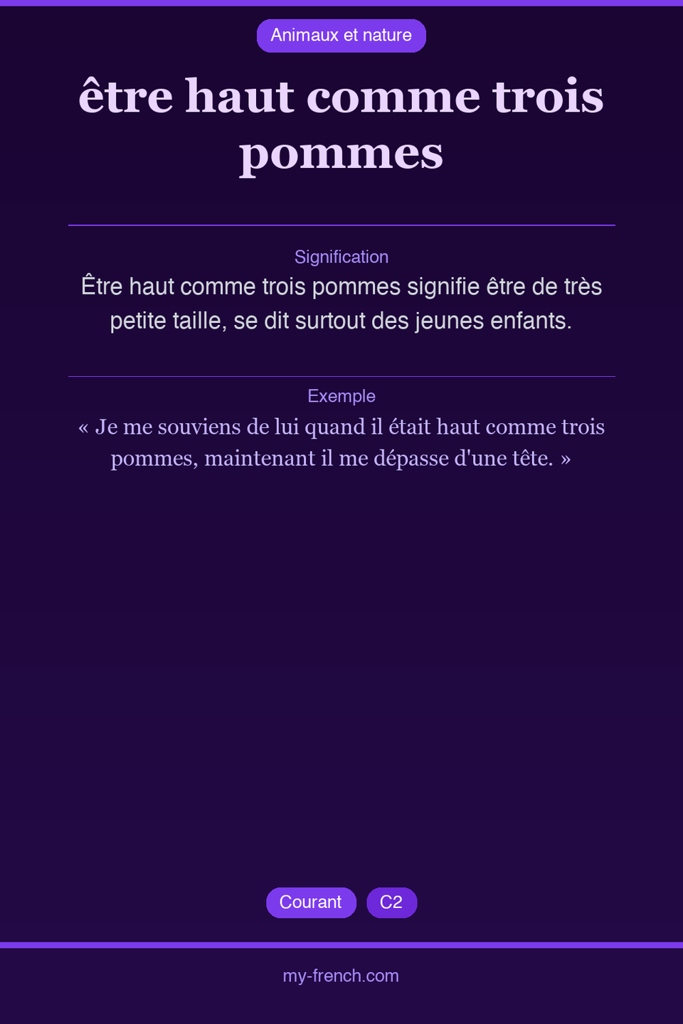être haut comme trois pommes : que veut dire cette expression ?