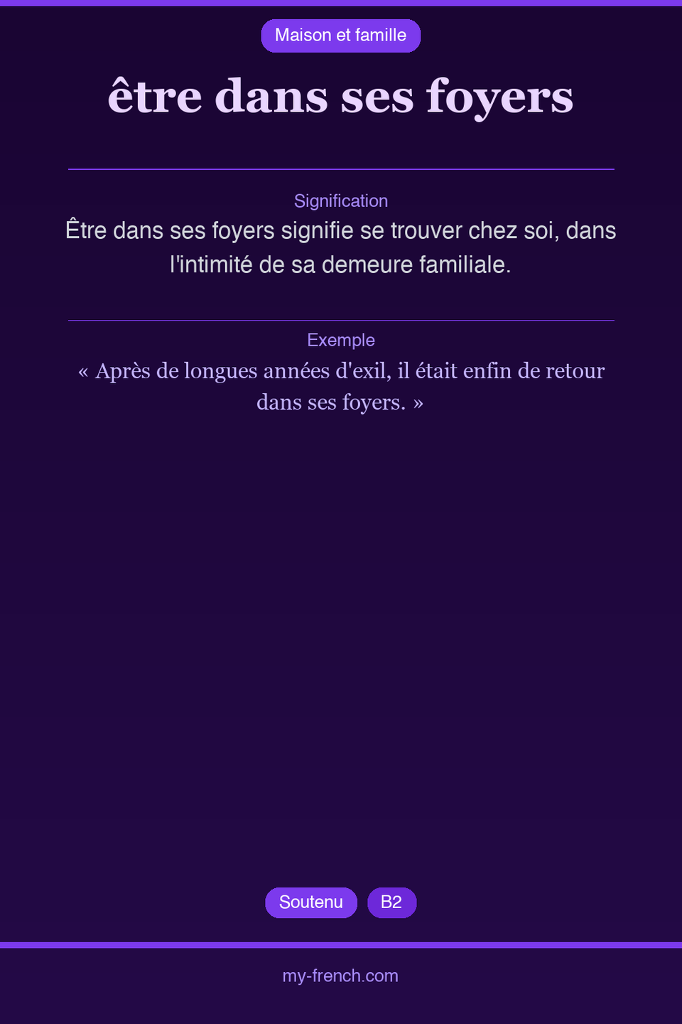 être dans ses foyers : que veut dire cette expression ?