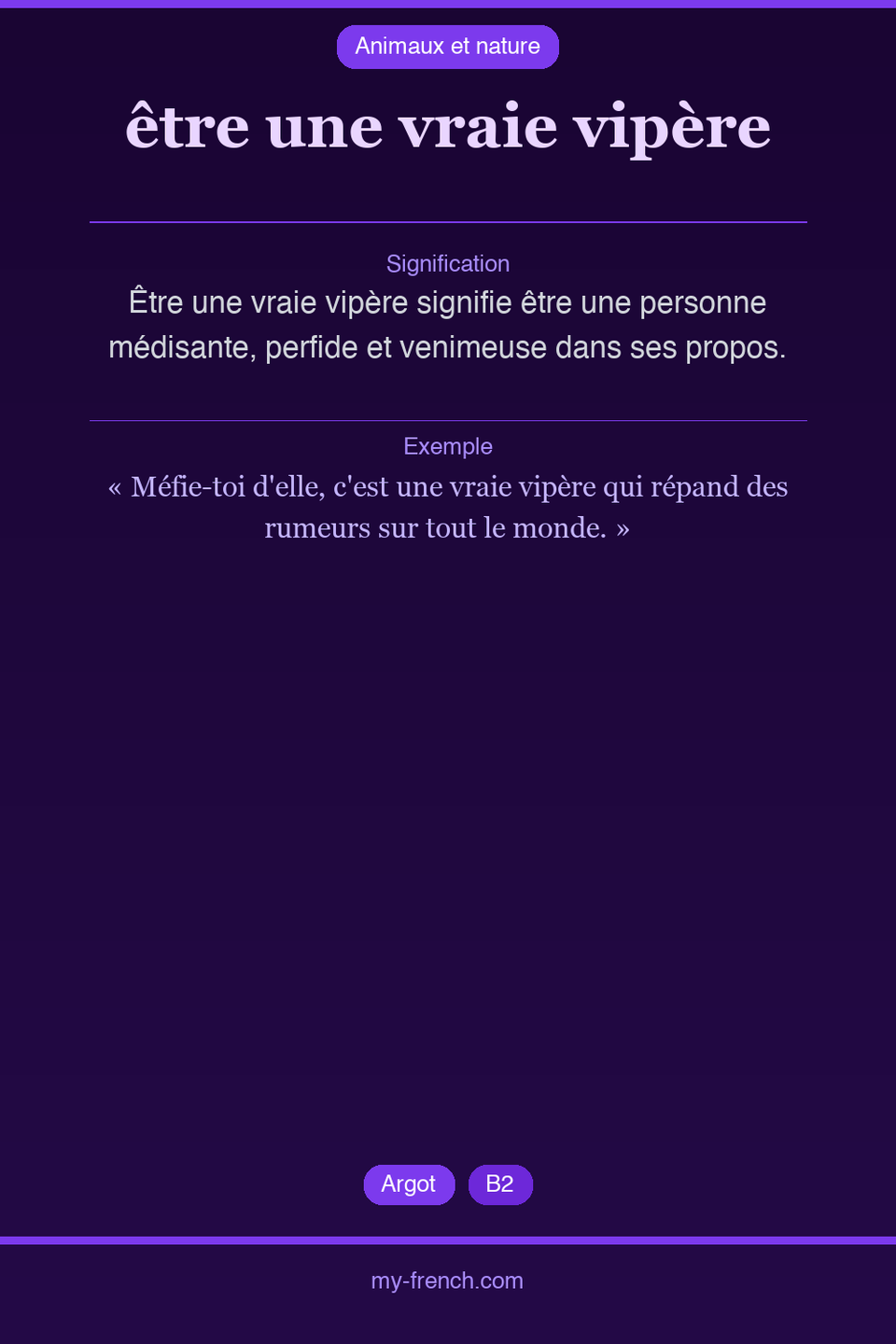 être une vraie vipère : que veut dire cette expression ?
