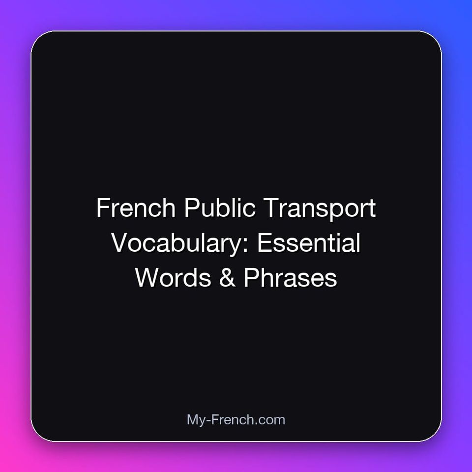 French Public Transport Vocabulary: Essential Words & Phrases