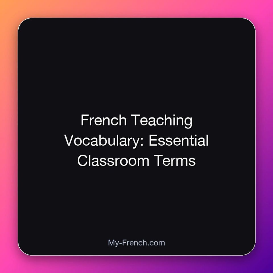 French Teaching Vocabulary: Essential Classroom Terms