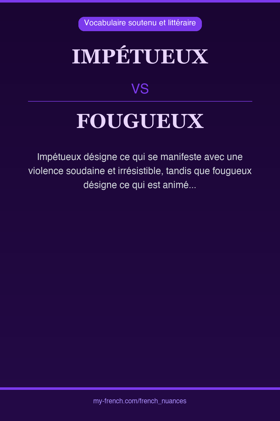 impétueux vs fougueux : quelle nuance ?