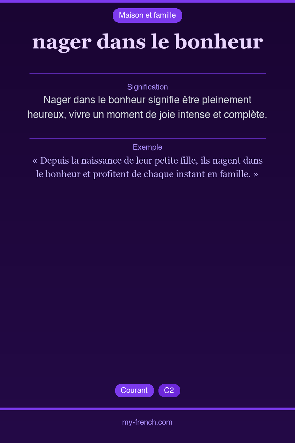 nager dans le bonheur : que veut dire cette expression ?