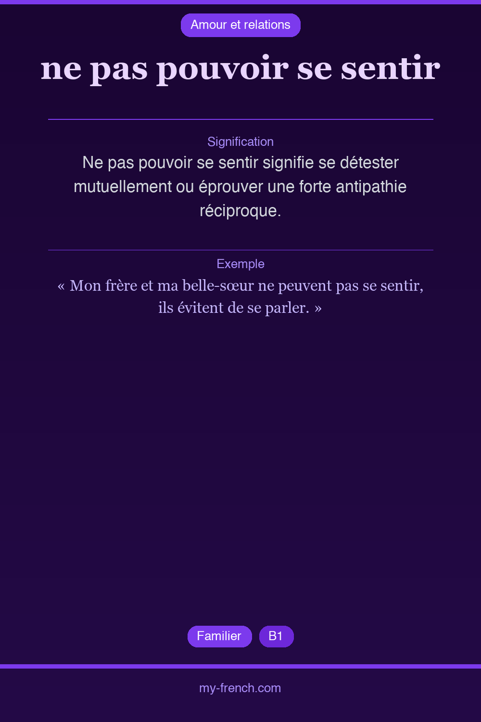 ne pas pouvoir se sentir : que veut dire cette expression ?