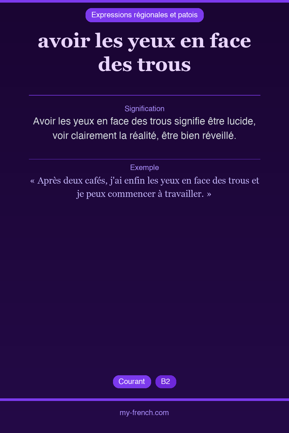 avoir les yeux en face des trous : que veut dire cette expression ?