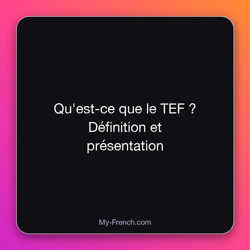 Qu'est-ce que le TEF ? Définition et présentation