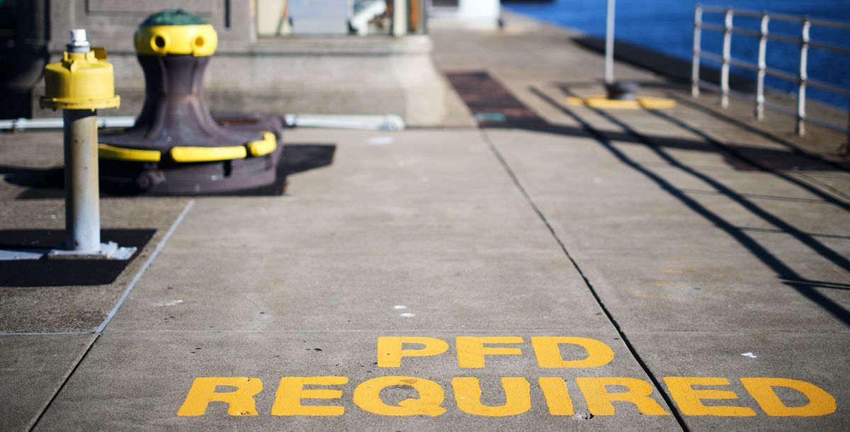 A picture of the text PFD Required, which has nothing to do with the article whatsoever