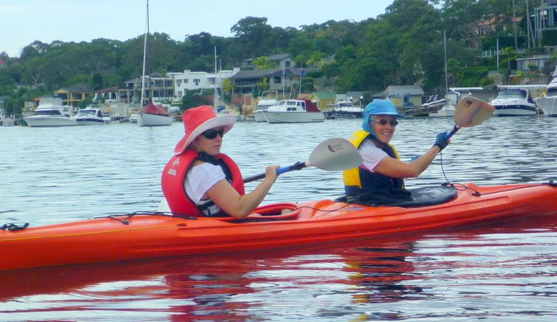 Short kayak with Mary and Caryl