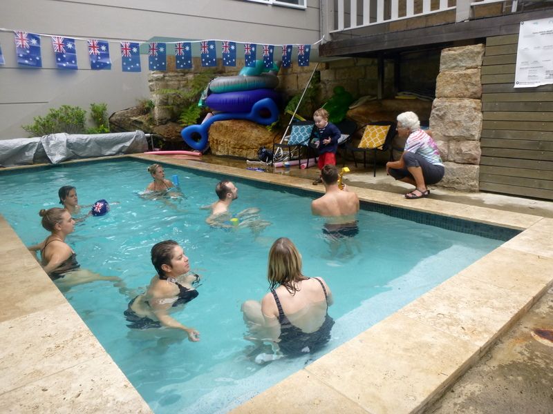 Australia Day in the pool and family on the beach
