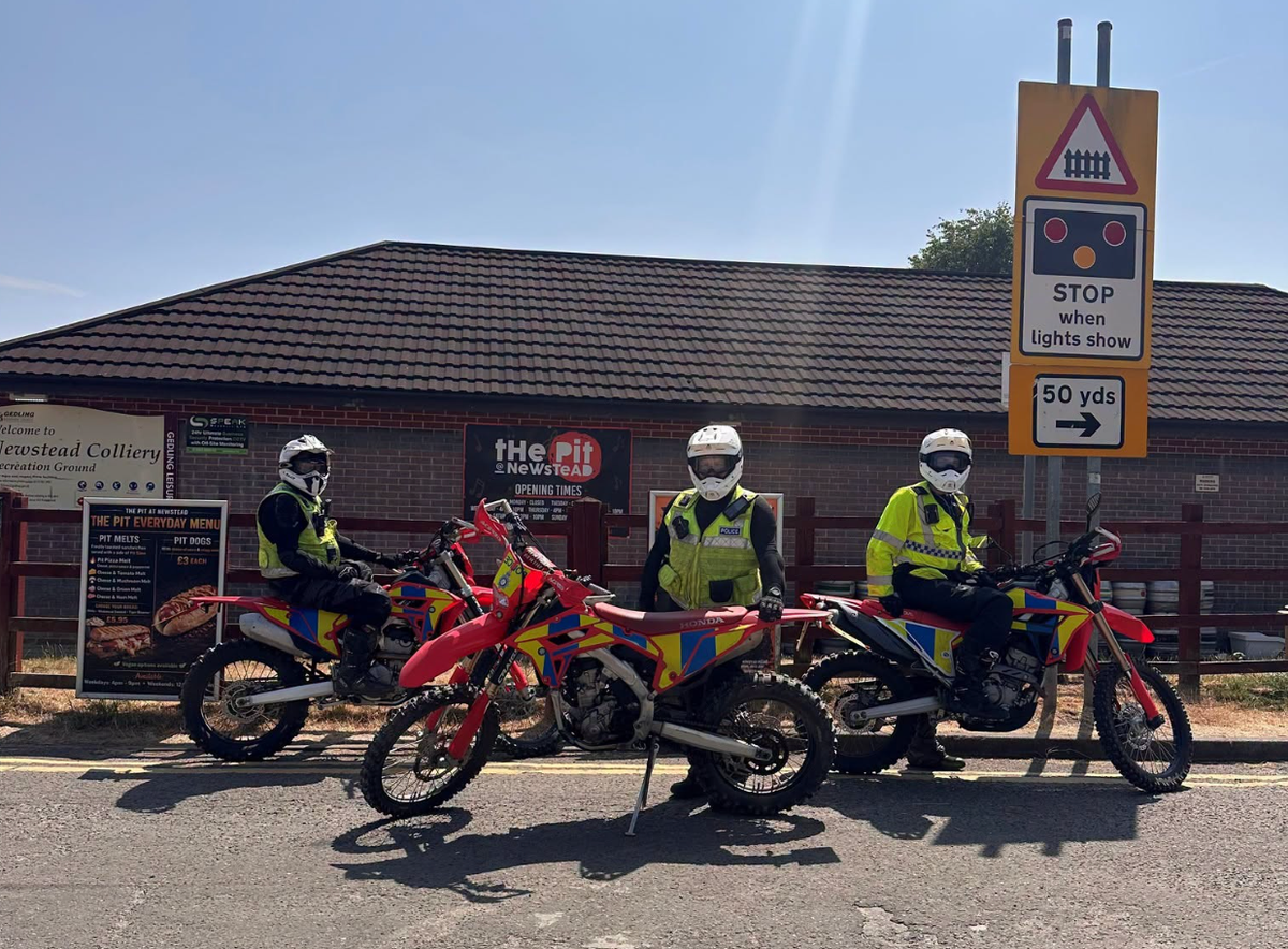 Police bike team carry out patrols in Newstead as part of crackdown on nuisance off-road riders