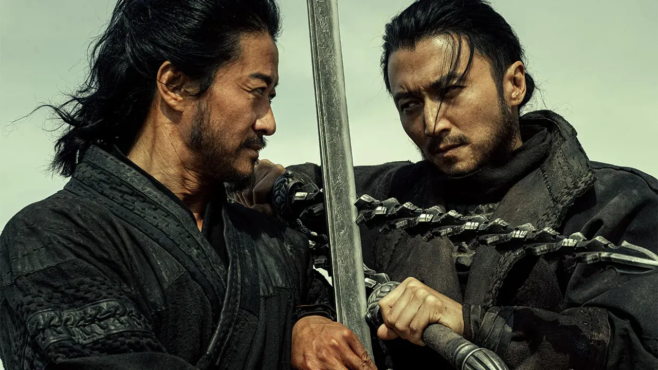 Two warriors clash in the epic wuxia film Blades of the Guardians
