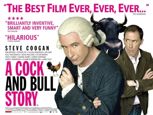  The poster for  A Cock and Bull Story , featuring Steve Coogan in a wig. 