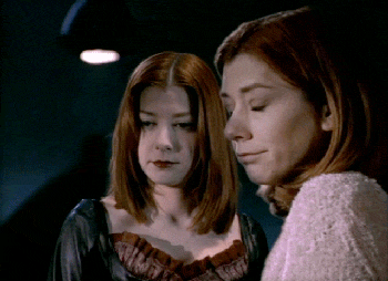  Good and evil versions of Willow both rolling their eyes. 