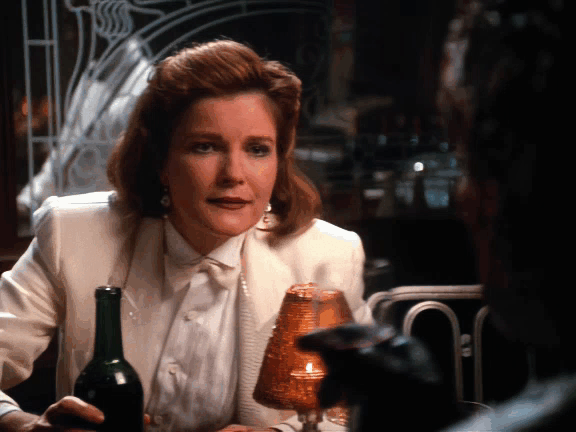 Animated gif of Captain Janeway in a white tuxedo