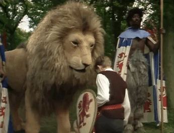 Animated gif of Aslan from the BBC adaptation of the Narnia books