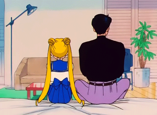 Animated gif of Serena and Darien from Sailor Moon
