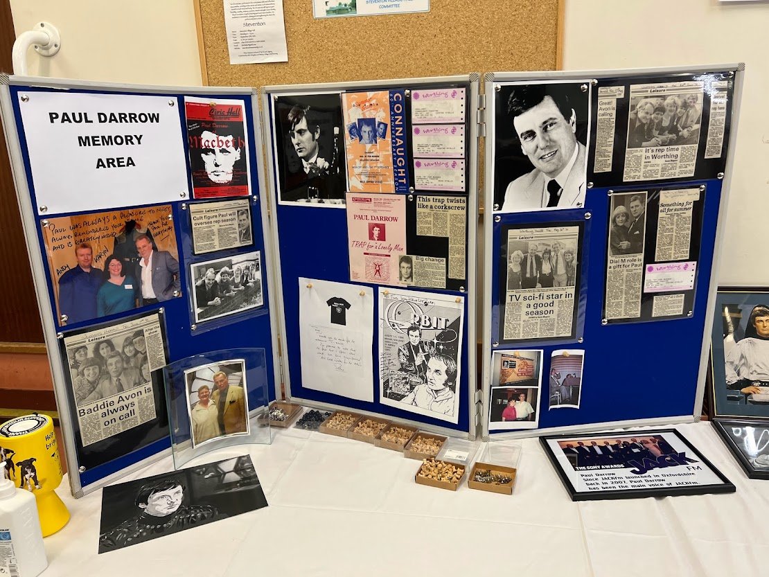 Image of a memorial display for Paul Darrow.