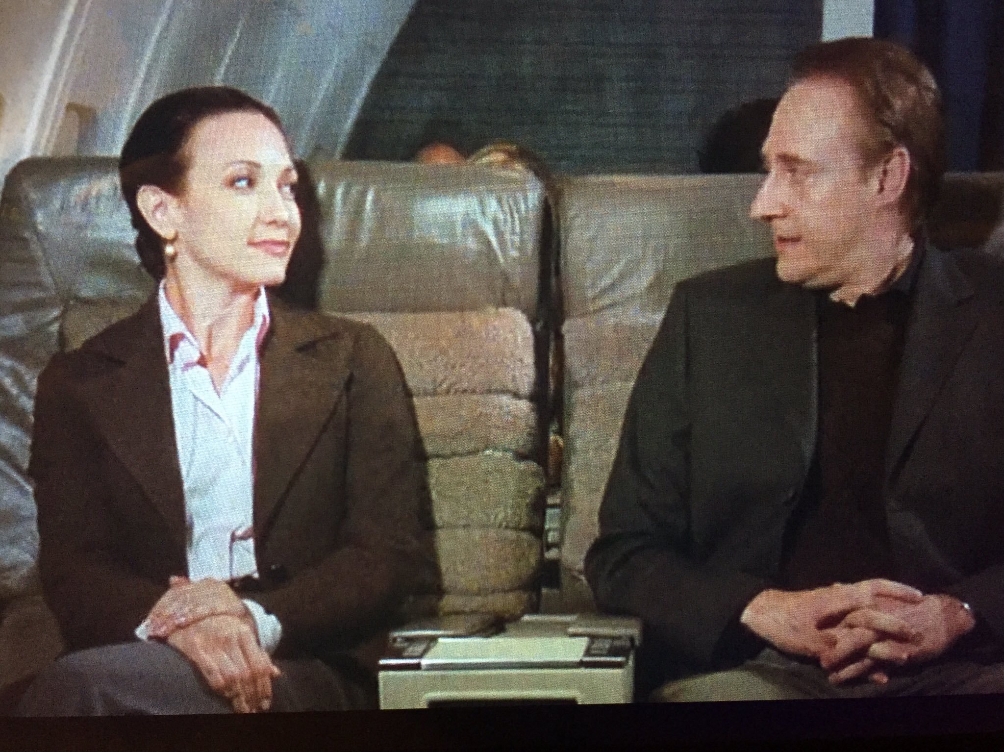 Still image of Lilith and guest star Brent Spiner on Frasier