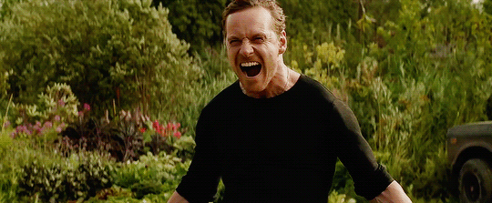 Animated gif of Magneto in Dark Phoenix shouting into the wind.