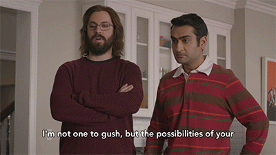 Animated gif from HBO's Silicon Valley featuring Guilfoyle and Dinesh. Caption of Guilfoyle's speech reads: I'm not one to gush, but the possibilities of your consequence-free reality are darkly promising.