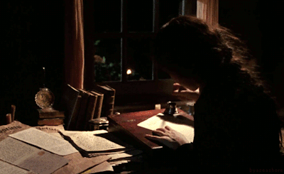 Animated gif of Jo March writing