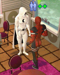  A Sim of Deadpool falling in love with other superhero-themes sims and getting beaten up by them. 