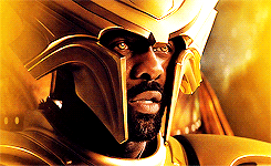  An animated gif of Heimdall from  Thor  speaking (no caption). 