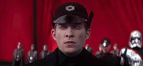  An animated gif of Hux, from  Star Wars , looking super Nazi-like. 
