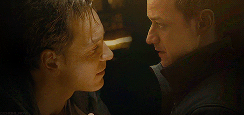  A photomanipulated Cherik gif in which Erik appears to gently stroke Charles’s chin, originally by demonlady on Tumblr. 